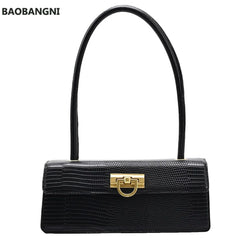 Crocodile Pattern Square Tote Armpit Bag PU Leather Women's Handbag