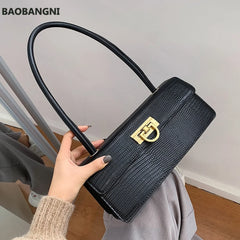 Crocodile Pattern Square Tote Armpit Bag PU Leather Women's Handbag
