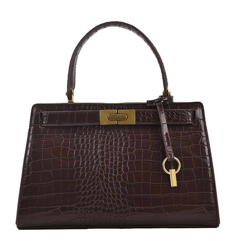 Crocodile Pattern Square Tote Bag Women's Handbag