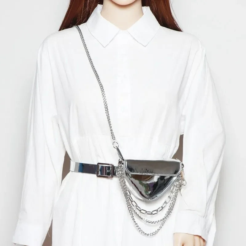 Crocodile Pattern Leather Triangle Bag Waist Pack Purse