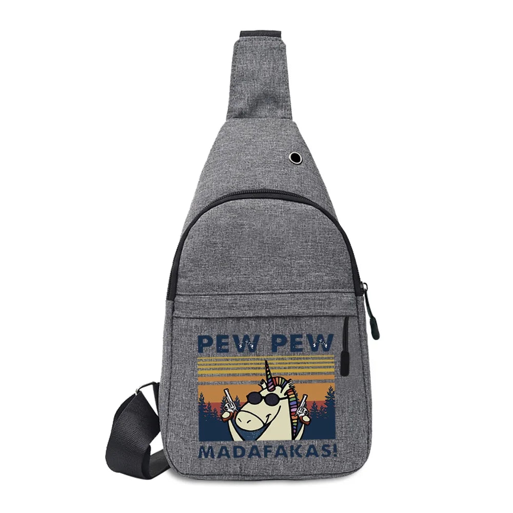Men's Chest Bag Pew Print Outdoor Sport Travel Messenger Bag