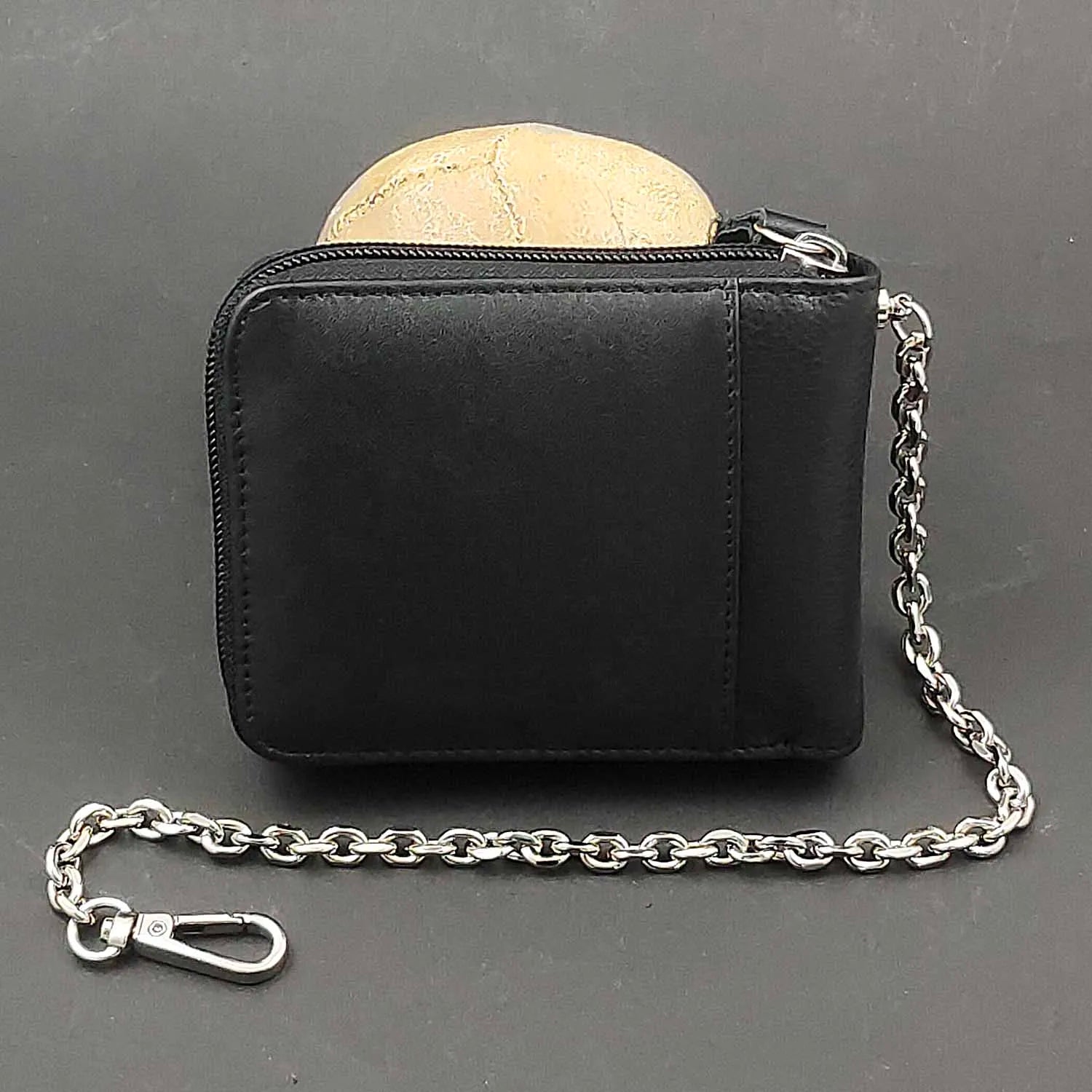 Cross Punk Biker Men's Leather Wallet with Chain