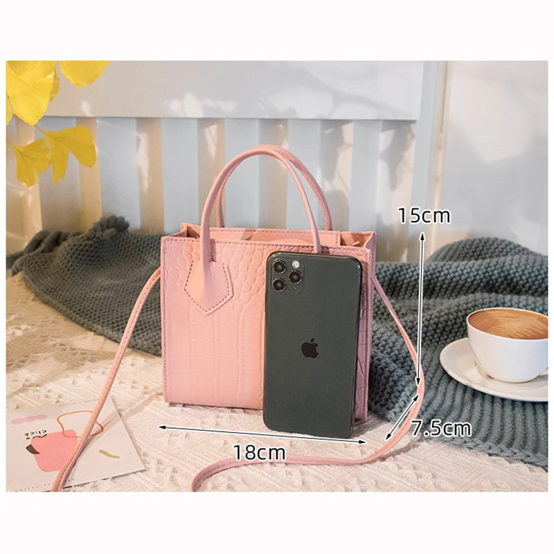 Crocodile Pattern Tote Bag Chain Shoulder Bag Purse PU Leather Handbag