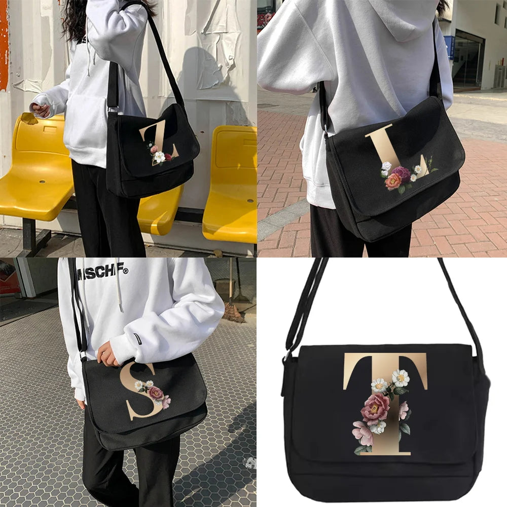 Canvas Crossbody Bag Youth Satchel Envelope Pouch Pattern