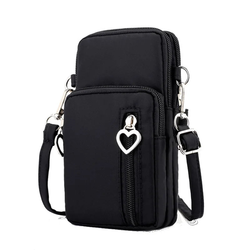 Crossbody Bag Unisex Three Zipper Messenger Purse Men Mobile Phone Wallet