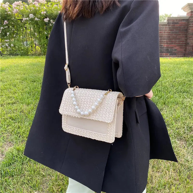 Crossbody Bag Women Shoulder Bag Female Handbag Purse Straw Beaded