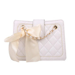 Women's Rhombic Chain Crossbody Bag Solid PU Leather Underarm Bag