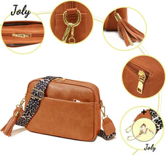 Leopard Print Crossbody Bag Women's Vegan Leather Shoulder Purse