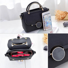 Crossbody Bags For Women PU Leather Handbag Round Lock Shoulder Messenger Bag
