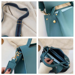 Women's Winter Crossbody Bag Solid PU Leather Shoulder Messenger Handbag
