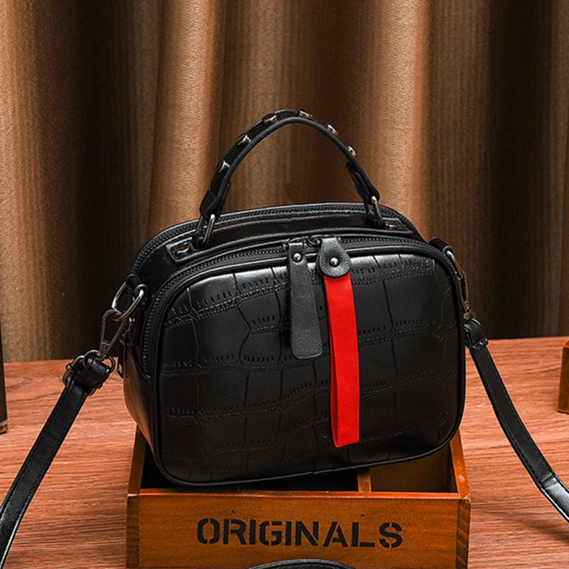 Crocodile Texture Leather Crossbody Bag for Women