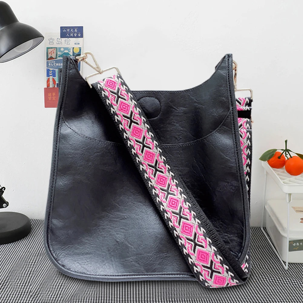 Leather Geometric Hobo Shoulder Bucket Bag