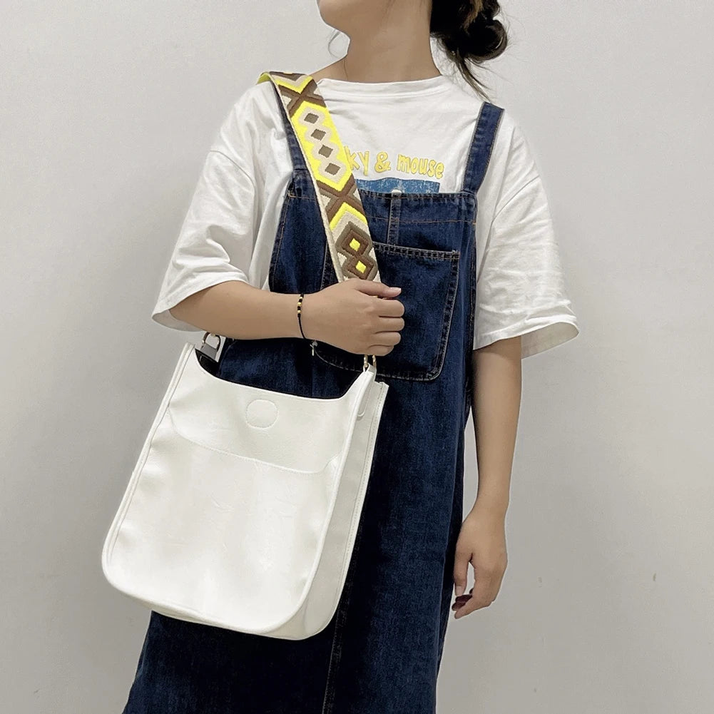 Leather Geometric Hobo Shoulder Bucket Bag