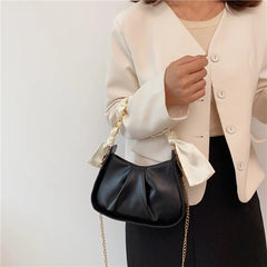 Women's Silk Scarf Chain Cloud Bag Crossbody Messenger Purse