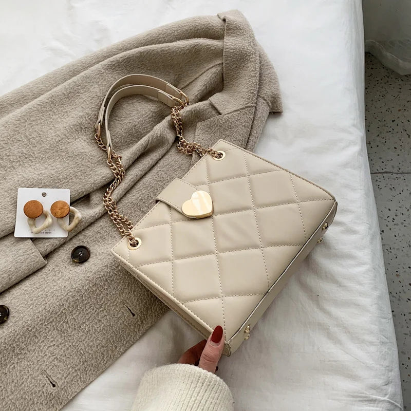 PU Leather Crossbody Bag for Women Shoulder Messenger Chain Bag