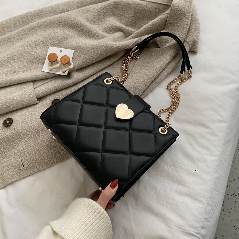 PU Leather Crossbody Bag for Women Shoulder Messenger Chain Bag