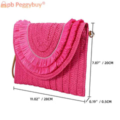Vintage Straw Woven Crossbody Bag Wallet Soft Solid