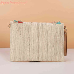 Vintage Straw Woven Crossbody Bag Wallet Soft Solid