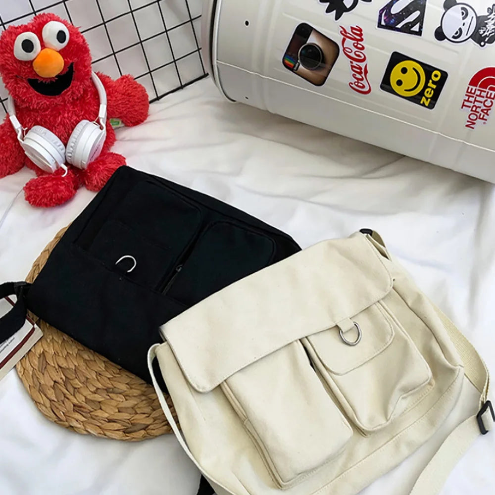 Canvas Crossbody Bag Women Large Capacity Shoulder Bag