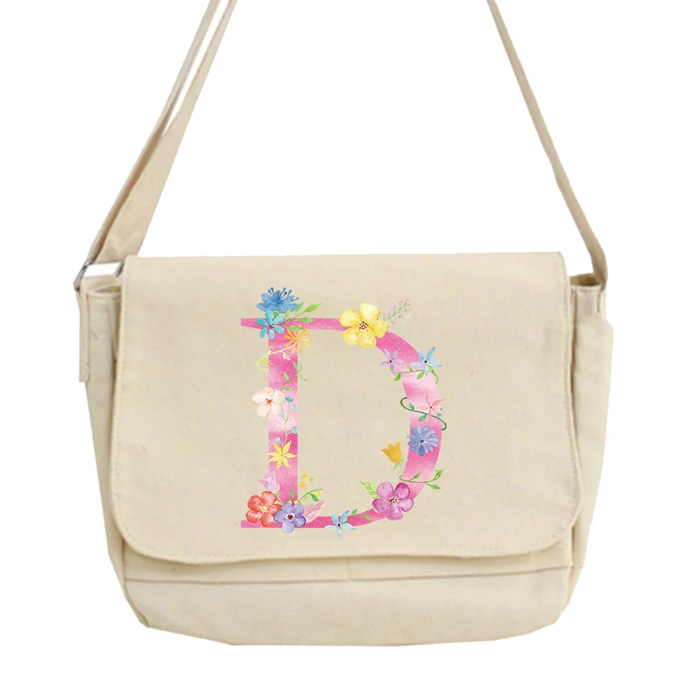 Pink Letter Name Messenger Bag Large Capacity Shopper Purse Handbag