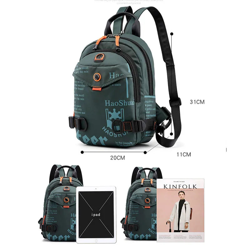 Men's Crossbody Messenger Chest Bag Waterproof Nylon Single Shoulder Pack
