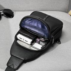 Men's Crossbody Messenger Chest Bag Waterproof PU Shoulder Pack