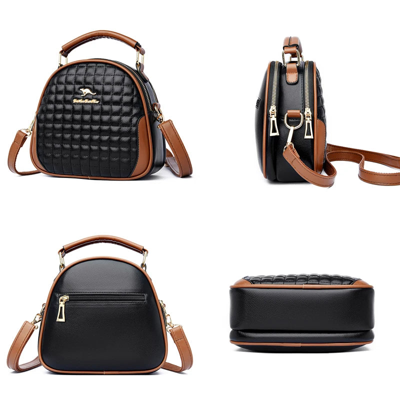 Small Plaid Crossbody Bag Soft Leather Purse Handbag Women
