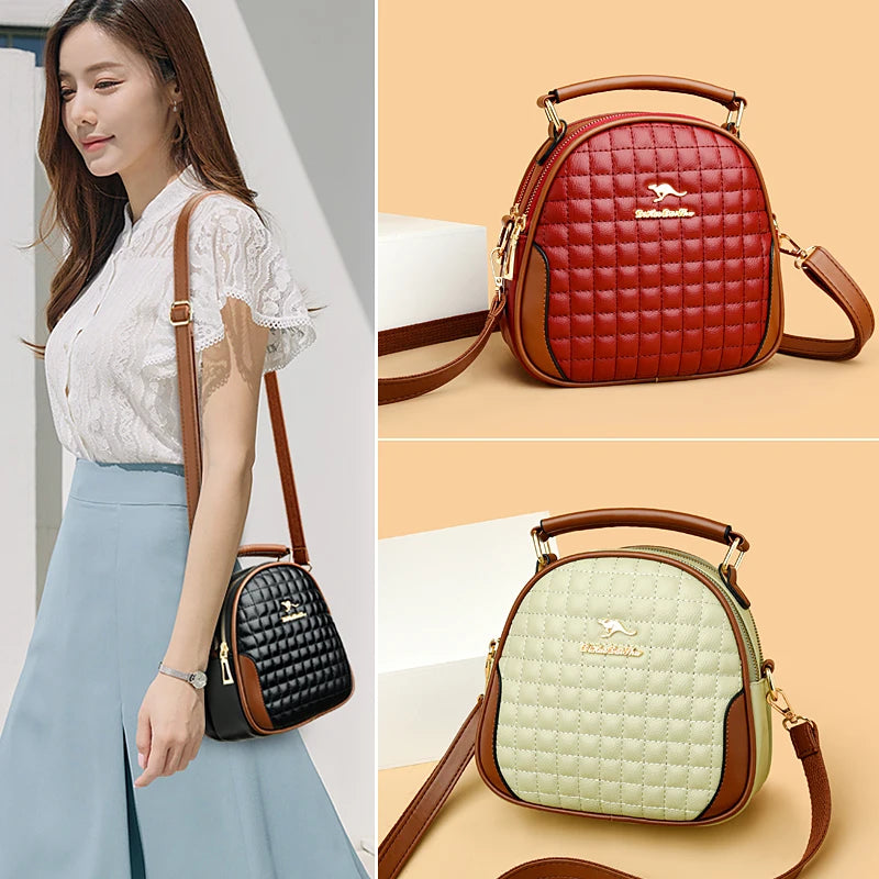 Small Plaid Crossbody Bag Soft Leather Purse Handbag Women