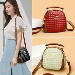 Small Plaid Crossbody Bag Soft Leather Purse Handbag Women