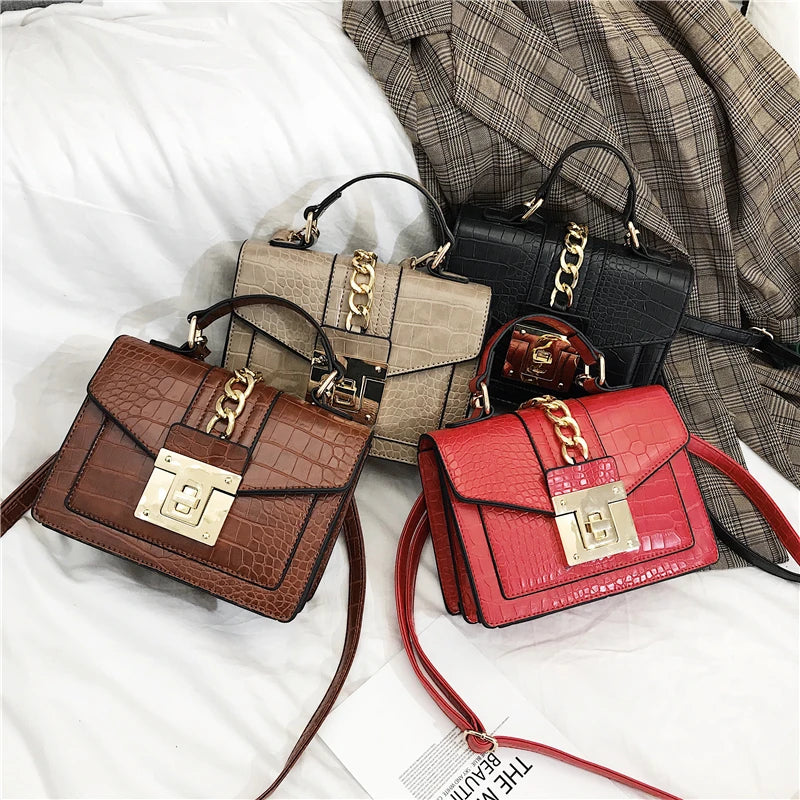Crocodile Pattern Crossbody Bag Women Flap Handbag Shoulder Bag