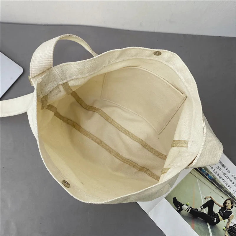 Canvas Crossbody Bag Adjustable Strap Solid Harajuku Schoolbag