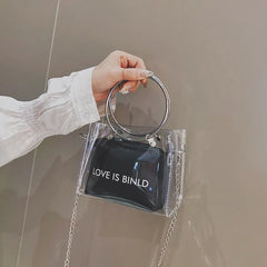 Women Circle Wrist Handbag Transparent Square Shoulder Bag