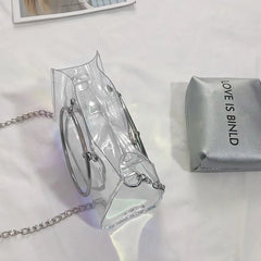 Women Circle Wrist Handbag Transparent Square Shoulder Bag