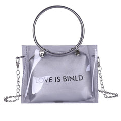 Women Circle Wrist Handbag Transparent Square Shoulder Bag