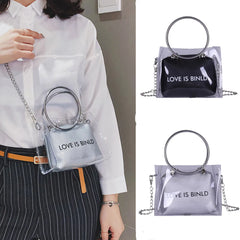 Women Circle Wrist Handbag Transparent Square Shoulder Bag
