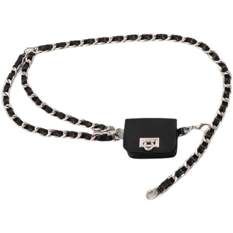 Crossbody Bag for Women Woven & Leather Mini Waist Bag