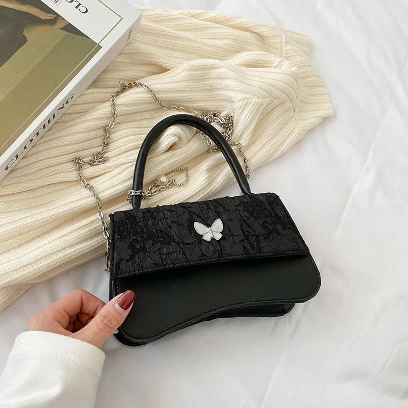 Vintage Chain Retro Butterfly Female Small Square Shoulder Bag