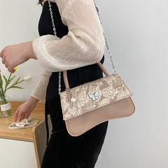Vintage Chain Retro Butterfly Female Small Square Shoulder Bag