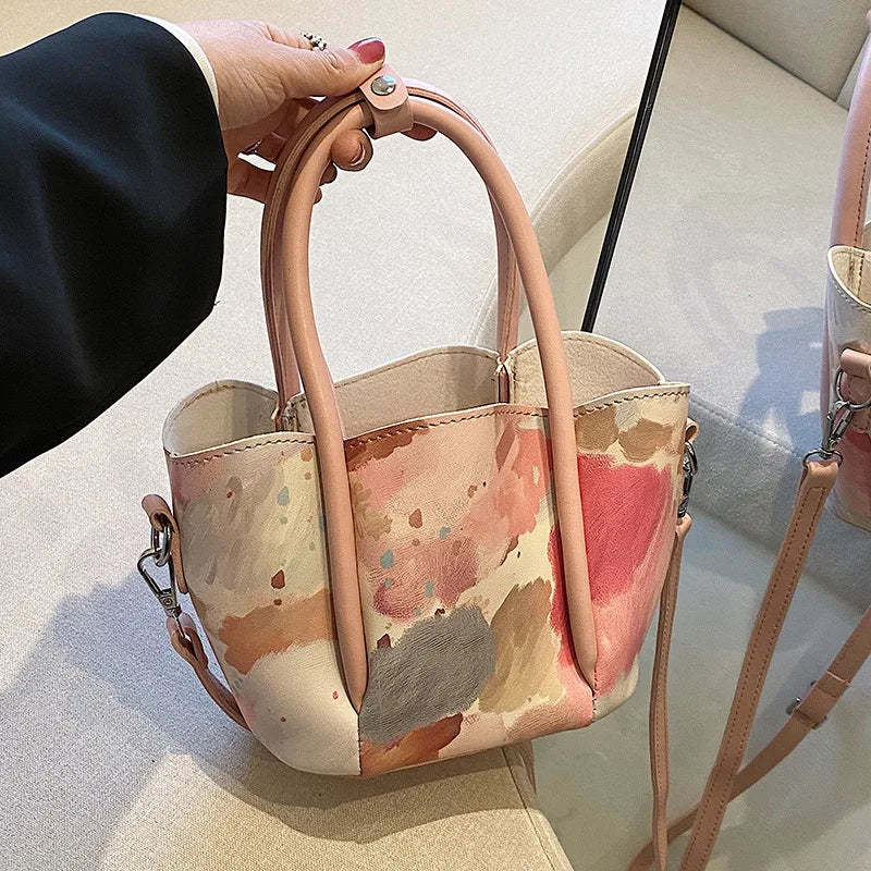 Cartoon Print Crossbody Bag Portable Shoulder Handbag Female PU Wallet