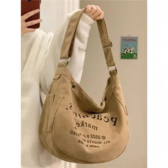 American Retro Crossbody Canvas Bag Large Capacity Tote