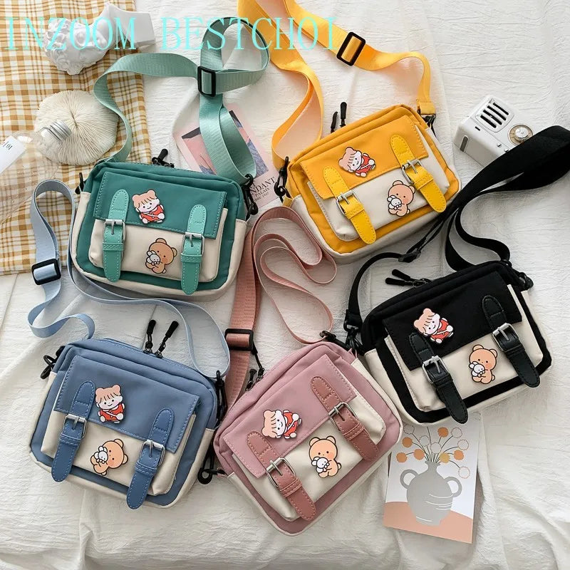 Canvas Crossbody Bag for Student, Multifunctional All-match