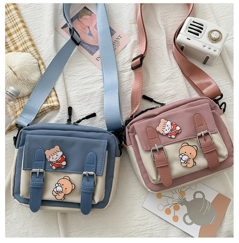 Canvas Crossbody Bag for Student, Multifunctional All-match