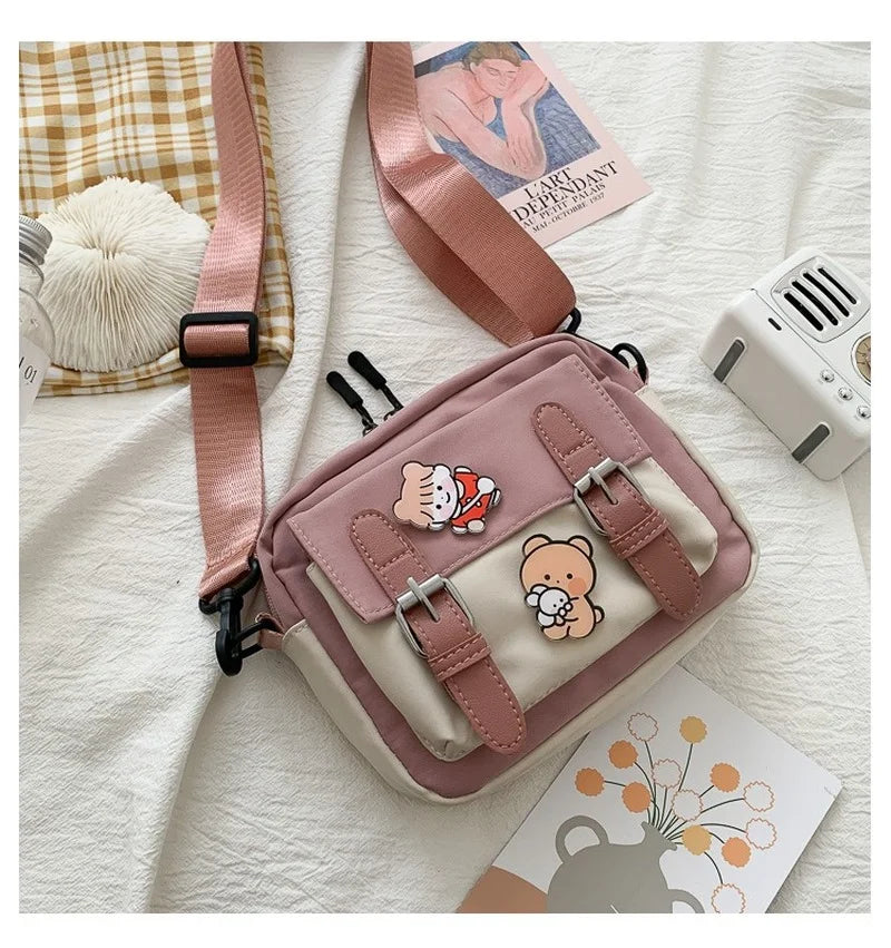 Canvas Crossbody Bag for Student, Multifunctional All-match