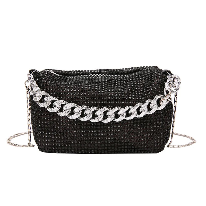 Crossbody Bags for Women Top Long Silver Chain Shoulder Bags BlingBling Handbags