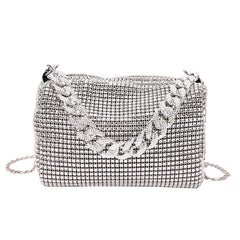 Crossbody Bags for Women Top Long Silver Chain Shoulder Bags BlingBling Handbags