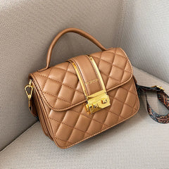 Vintage Diamond Lattice Crossbody Bag for Women