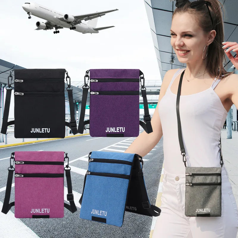 Crossbody Passport Holder Neck Stash Wallet w/ Blocking for Travel