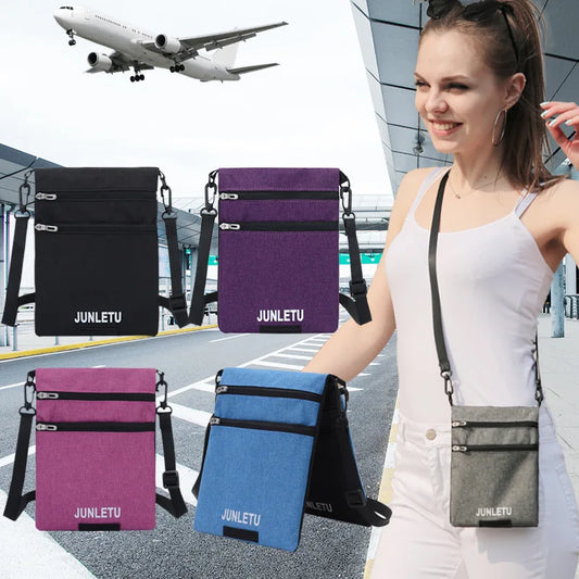 Crossbody Passport Holder Neck Stash Wallet w/ Blocking for Travel
