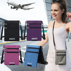 Crossbody Passport Holder Neck Stash Wallet w/ Blocking for Travel