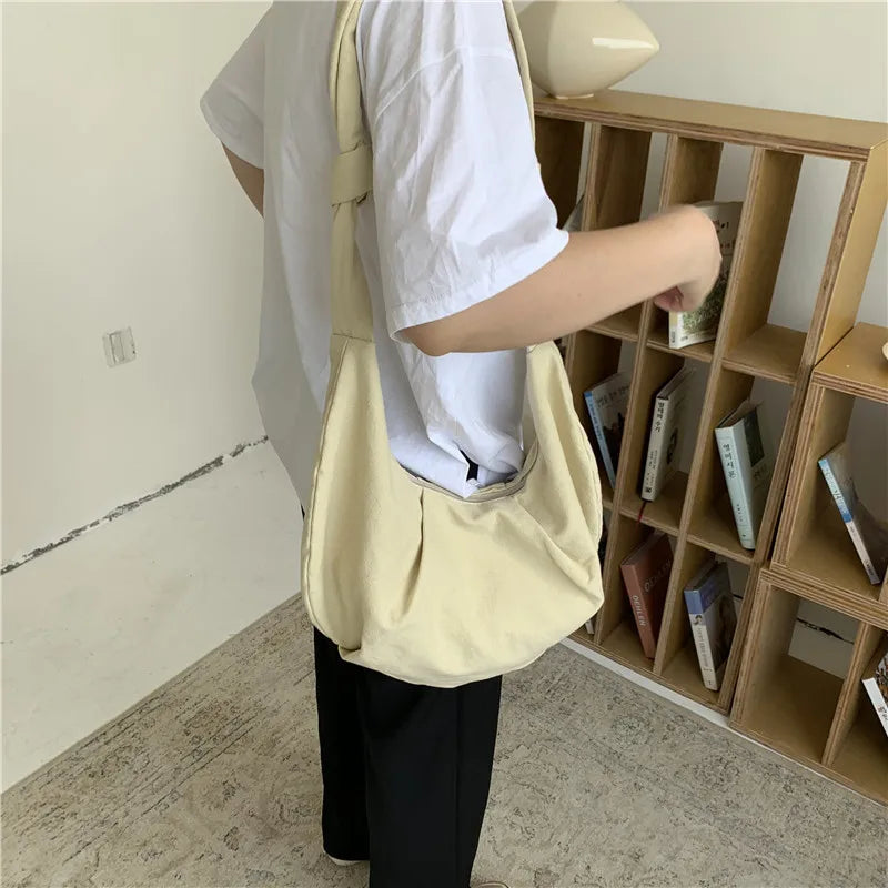 Canvas Crossbody Shoulder Bag Japanese Solid Large-capacity
